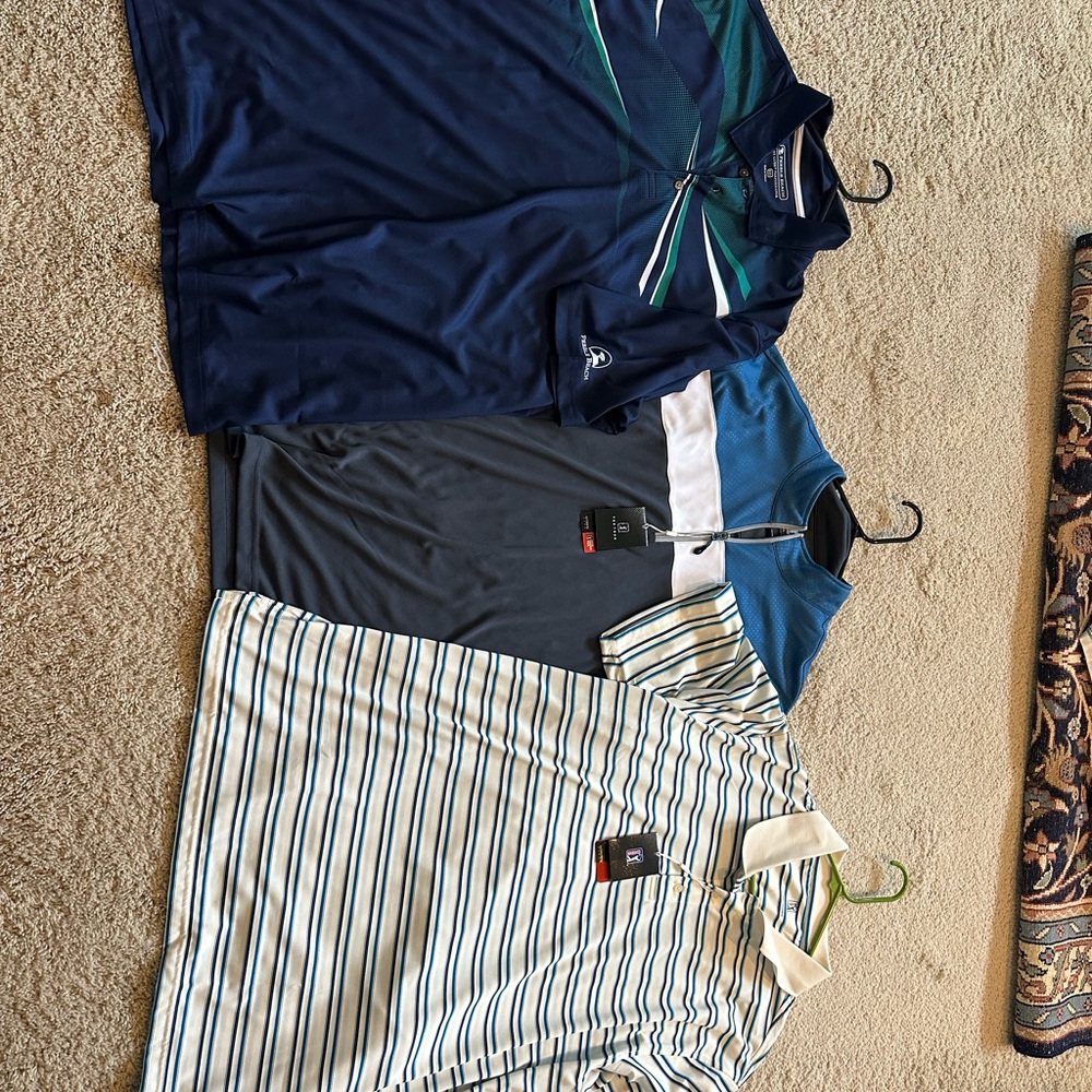 PGA Tour/Pebble Beach Brand New Men's Polo Shirts/Quarter Zip (middle)